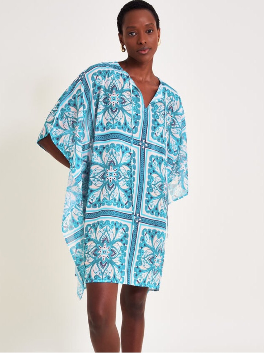 MONSOON LONDON FLORAL TILE KAFTAN - BNWT - one size
